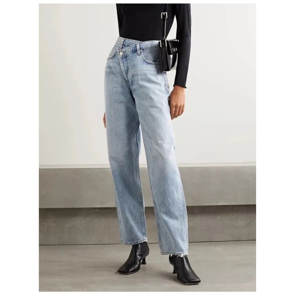 AGOLDE Criss Cross Upsize Jeans Womens 24 Light Wash Suburbia Button Fly